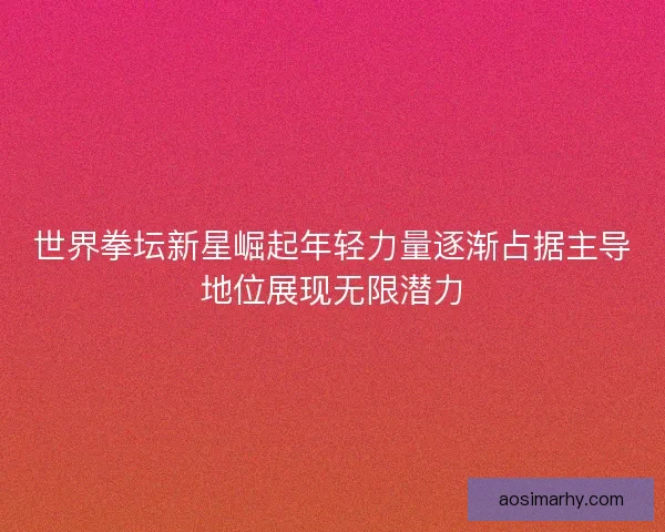 世界拳坛新星崛起年轻力量逐渐占据主导地位展现无限潜力