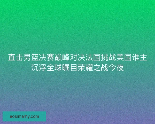 直击男篮决赛巅峰对决法国挑战美国谁主沉浮全球瞩目荣耀之战今夜